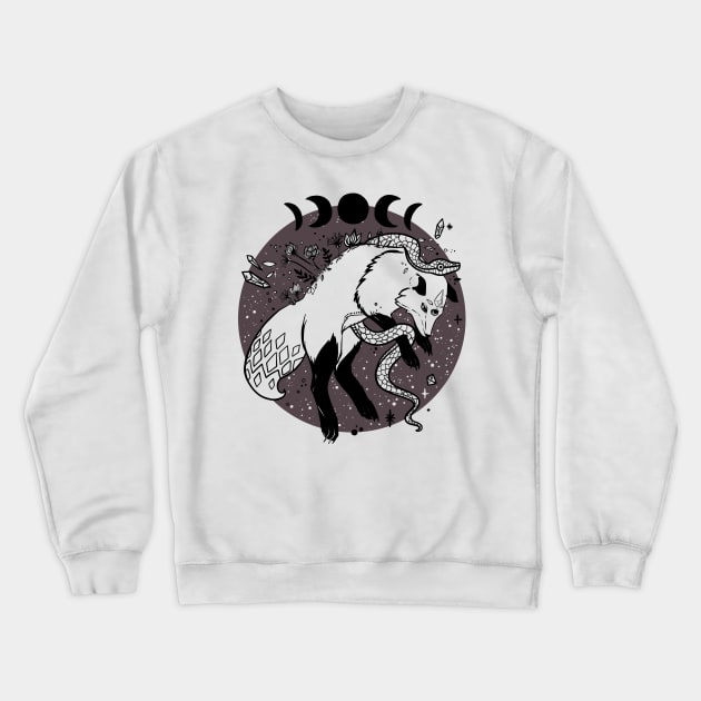 Fox Jumping, Snake, Moon Phases, Nature, And Gemstones Crewneck Sweatshirt by cellsdividing